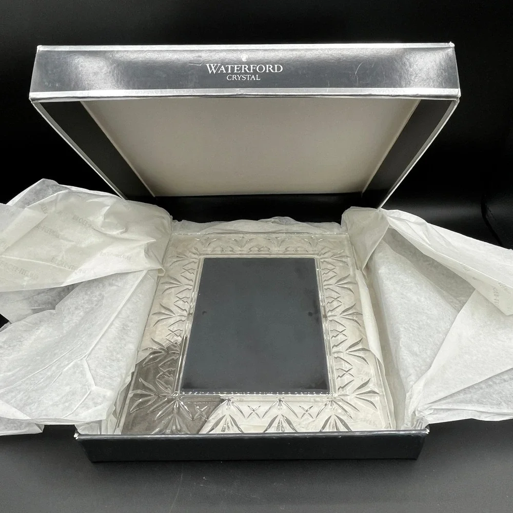 Waterford Crystal Frame Elegant Faceted Beveled Glass 5x7 Photo 8.5 x 10.5 Frame